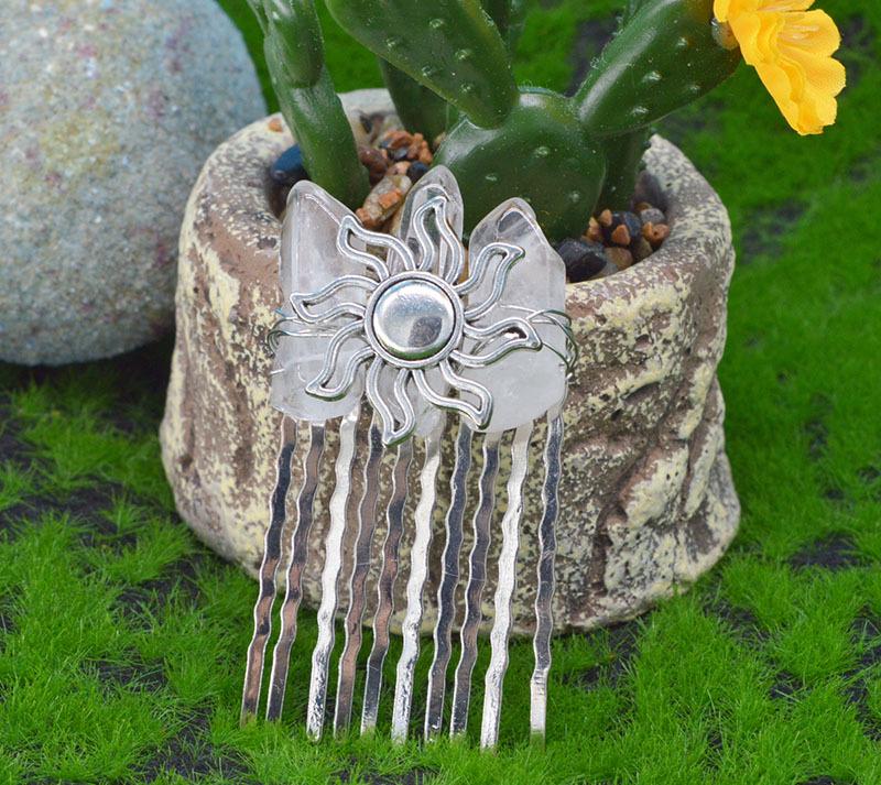 Handmade Moon Crystal Hair Comb: 10-Teeth Bridal Headdress & Festival Gift