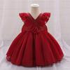 Girls' Formal Princess Dress - Floral Lace Mesh with Flower Detail, Ideal for Weddings