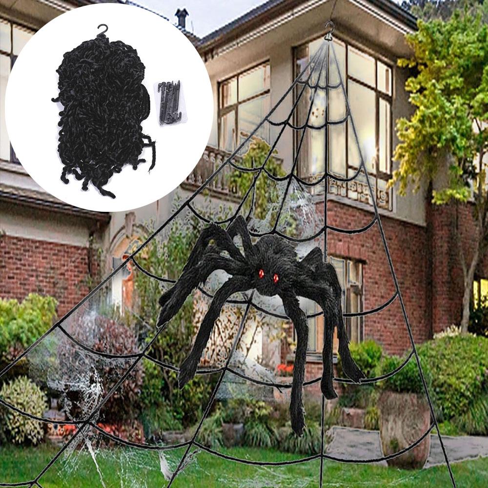 

Halloween Triangle Spider Web,5m Large Plush Simulation Spider Web,Haunted Home Outdoor Yard Decoration Props 2025new чорний