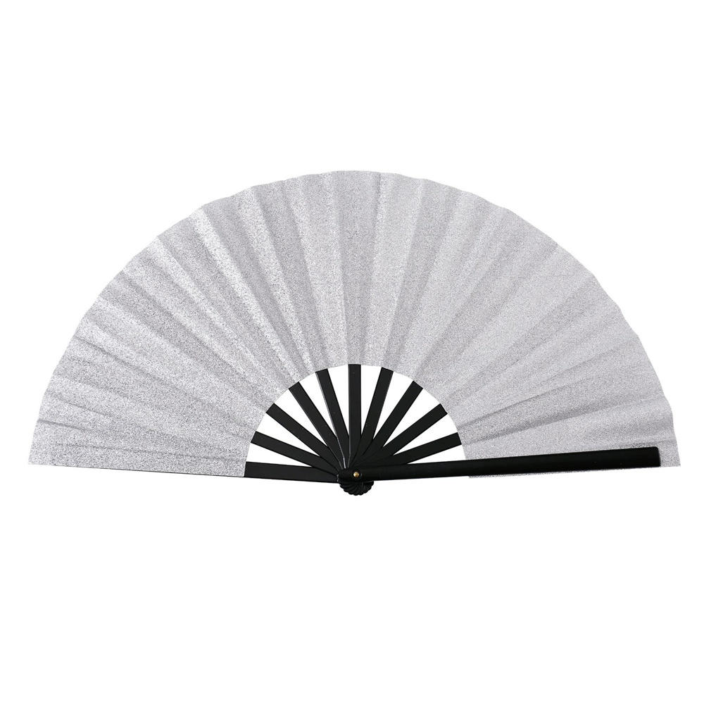 New Foldable Bamboo Fan 33cm Lightweight Holding Laser Colors Hand Fan Portable PVC Clack Clapping Fans for Line Dancing