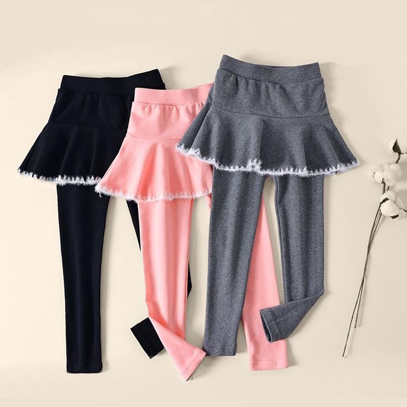 Girls Pants Skirt Fake Two Piece Children's Breathable Skirt Pants Thin Bottom Pants Girls Leggings Pleated Mini Skirts Spring Autumn