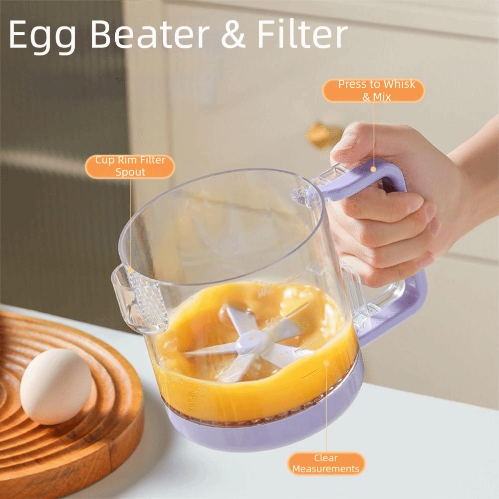 Large Capacity Manual Egg Mixer Semi-Automatic Cream Whisk Creative Egg Mixing Cup Baking Tool