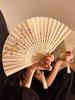 Golden Osmanthus and Rabbit~ Ancient Style Folding Fan for Women, Lightweight Summer Fan for Qipao and Hanfu, Portable Chinese Style Dance Bamboo Fan