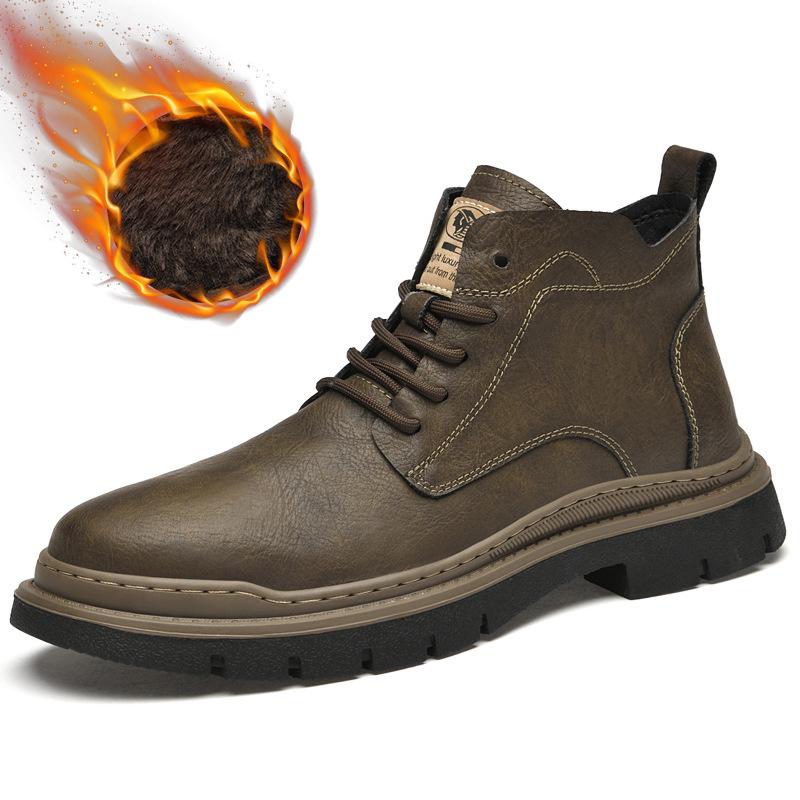 Martin boots men's high-top leather boots snow boots medium-top short boots tooling shoes men's trendy shoes leather shoes men's shoes winter