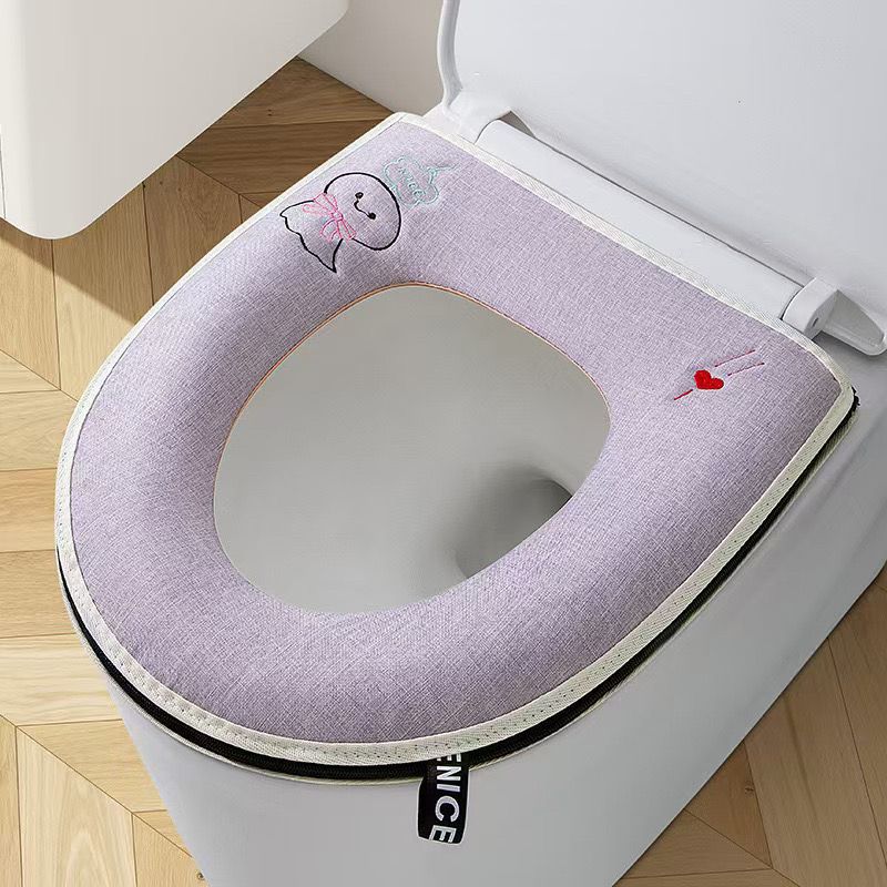 

Новое хлопково-льняное водонепроницаемое всесезонное универсальное сиденье для унитаза в стиле куртки с утолщенной молнией для домашней стирки