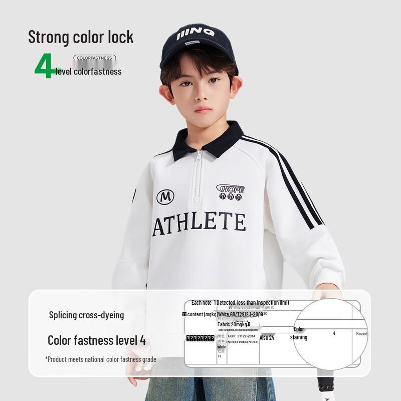Luomeng Boys' Color-Block Polo Sweatshirt