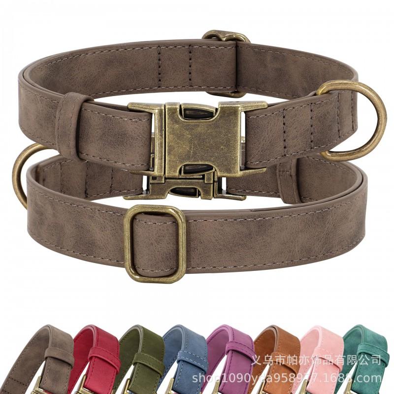 Adjustable Soft Dog Collar - Faux Leather Engravable No Choke Small Medium Large Dogs