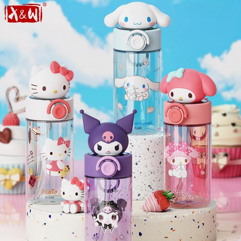 X&W 500ml Tritan Water Cup Leak-proof Water Bottles with Creative Doll Cover Cartoon My Melody Straw Travel Mug Children's Gift