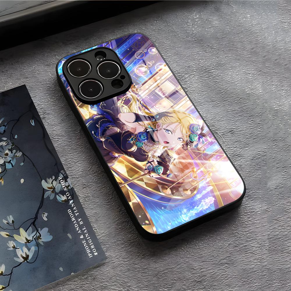 Love Live Anime Handyhülle Für IPhone 17 Air 16 E Pro Max 15 14 13 Mini 12 Pro 11 Max Plus Schwarze Glasabdeckung