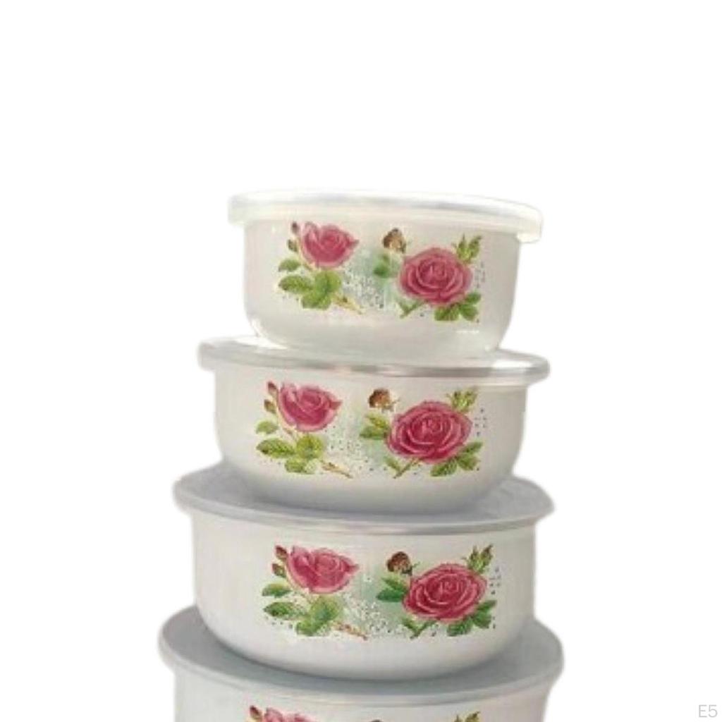 5 Enamel Bowls for Fruits And Salad Set