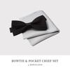 [SmartBiz] Men's Pocket Square Set - Bow Tie, Formal, Wedding, Stylish, Wine, Navy, Black, Silver, White, Black & Silver - Free Size