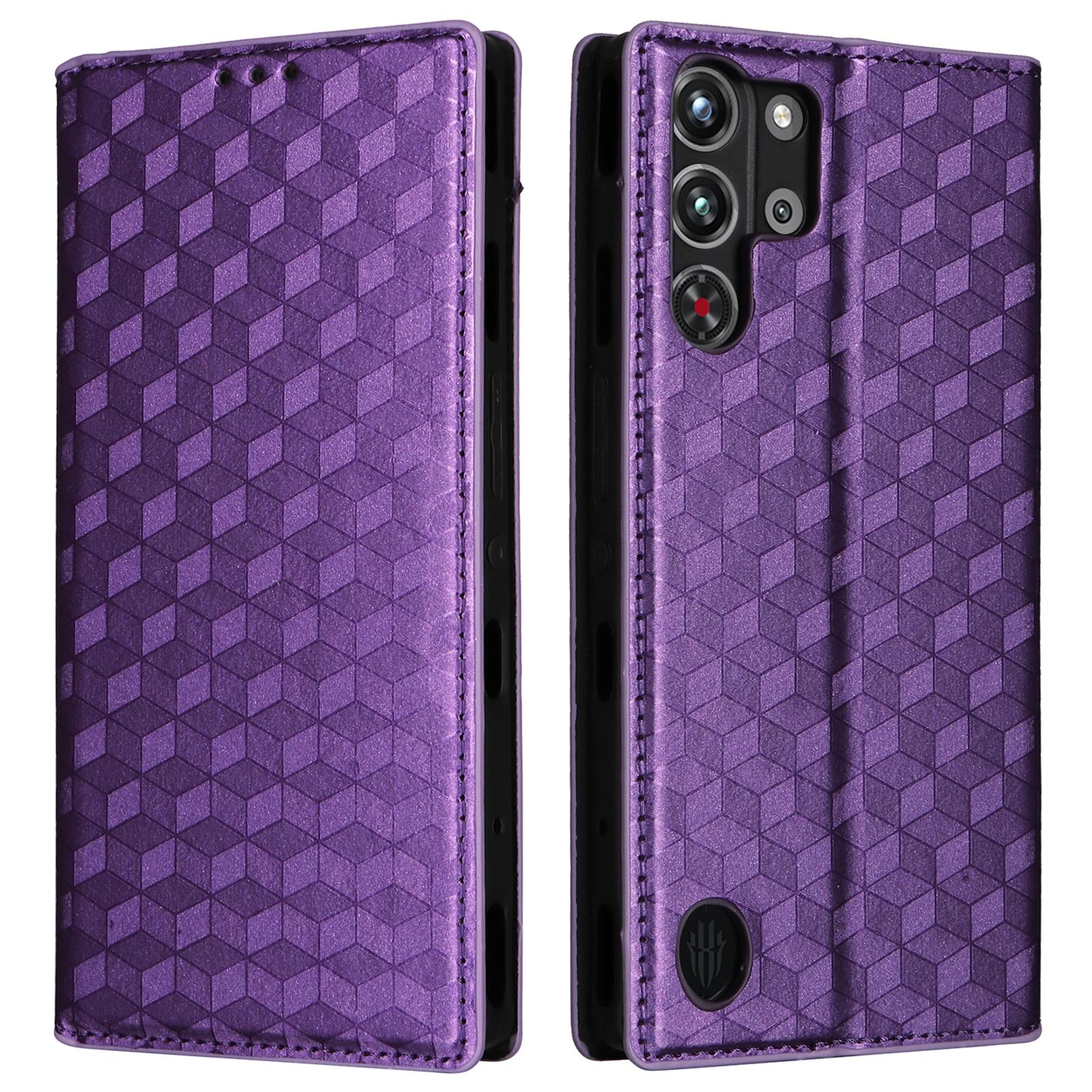 

Для ZTE nubia Red Magic 10 Pro 5G/10 Pro+ 5G Чехол-кошелек Кожаный чехол для телефона с ромбовидным тиснением Purple