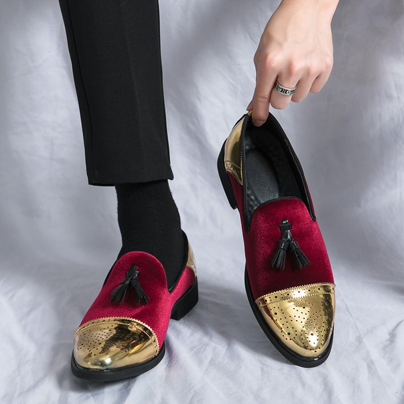 Koreansk Fritidssko i Lær Bryllup Formell Kjole Fottøy Forretningskontor Herre Designer Svarte Loafers Flats Oxford Sko Menn