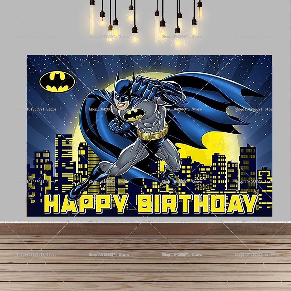 Cartoon Batman Super Hero Backdrop Gotham City Theme Kids Boys Birthday Party Decor Baby Shower Photography Background