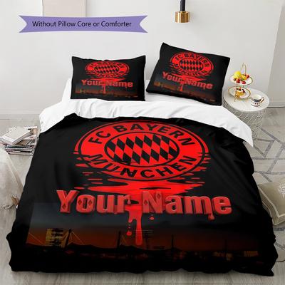 Custom Name FC Bayern Munich Bedding,Quilt Set Quilt Cover Pillowcase Home Birthday Gift(1 * Duvet Cover + 2 * Pillowcase, Without Core) -HE58