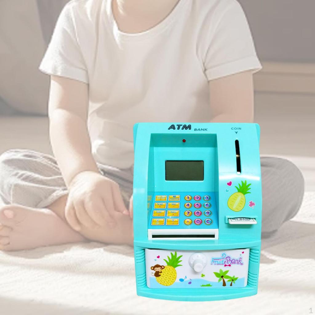 Cofrinho ATM para crianças brinquedo educativo caixa de economia de dinheiro de rolagem automática