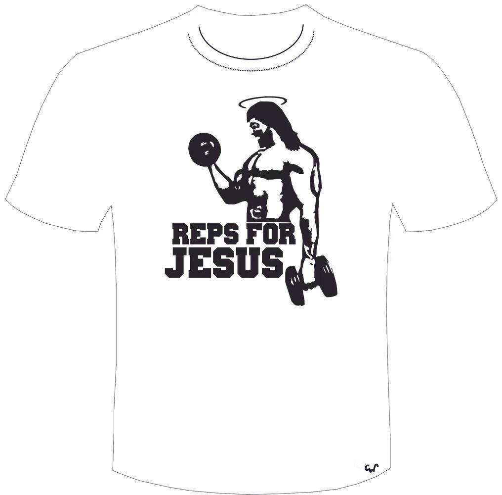 gym tshirt REPS FOR JESUS weight training funny T SHIRT tee lifting fitness rat XL