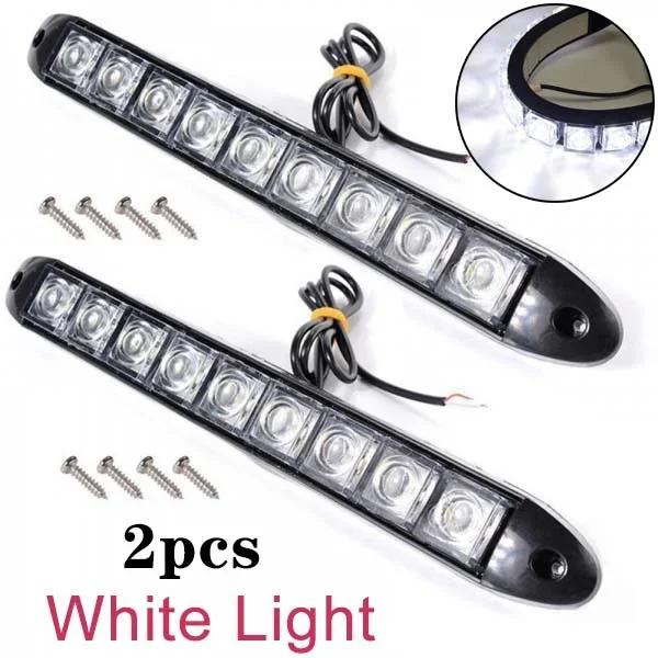 2Pcs 9 LED 12V Car Daytime Running Light  Flexible Waterproof Fog Day Driving Head Lamp
