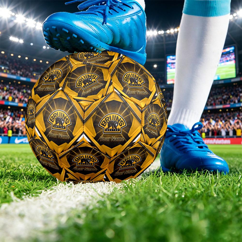Boston Bruins Size 5 Football, Custom Name Text Personalized Soccer Ball Sport Training Gift
