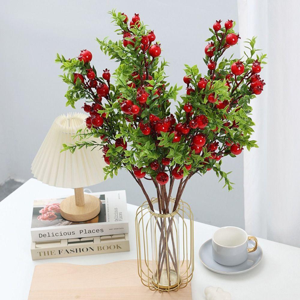 Realistic Artificial Pomegranate Branches Plastic Foam Fruits Branches Home Living Room Decor