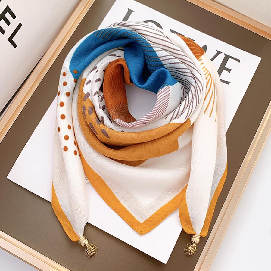 Windproof new warm magnetic buckle silk scarf women's scarf cold-proof autumn and winter versatile neck protection scarf scarf square scarf