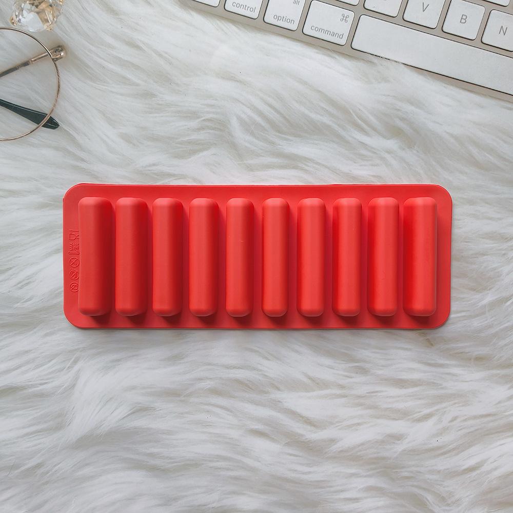 10 Grids Long Strip Shape Silicone Ice Cube Mould Non-Stick Stick Shape Ice Tray DIY Biscuit Baking Mould Jelly Chocolate Mold