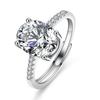 Elegant European & American Style Simulated Moissanite Large Carat Oval Zircon Ring for Women