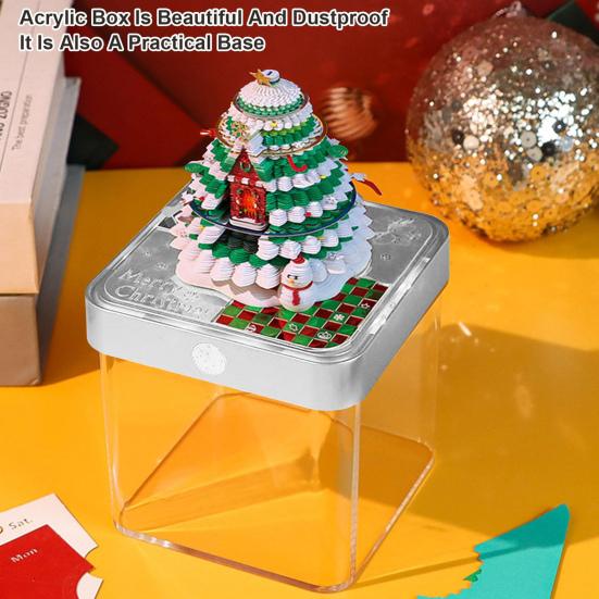 3D Paper Sculpture Calendar 2026 Daily Tear-Off Notepad with Tree House Design Desktop Organizer Decorative Gift for Office Home Use