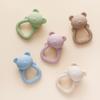 Baby Silicone Teether Bear Hand Bell Food Grade Teether Toys Rattle Baby 0-12 Months Silicone Sensory Toys Silicone Teething Toy