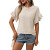 A New Summer Solid-color Round-neck Short-sleeved T-shirt with Lotus Leaf Sleeves for Women