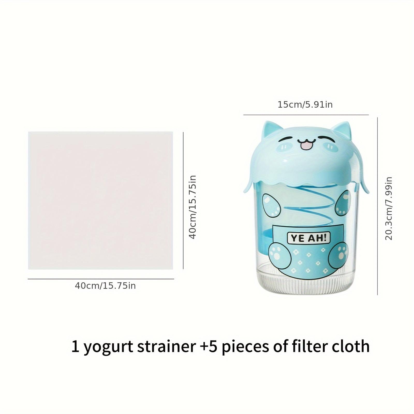 

1 Cat Yogurt Filter and 5 Bags, Can Filter Approximately 33-35 Ounces of Yogurt, Cute Home Essential Rotating Press Quick and Easy Cat Blue