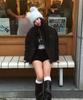 YOUHEE Hairy Cat Beanie Light Gray