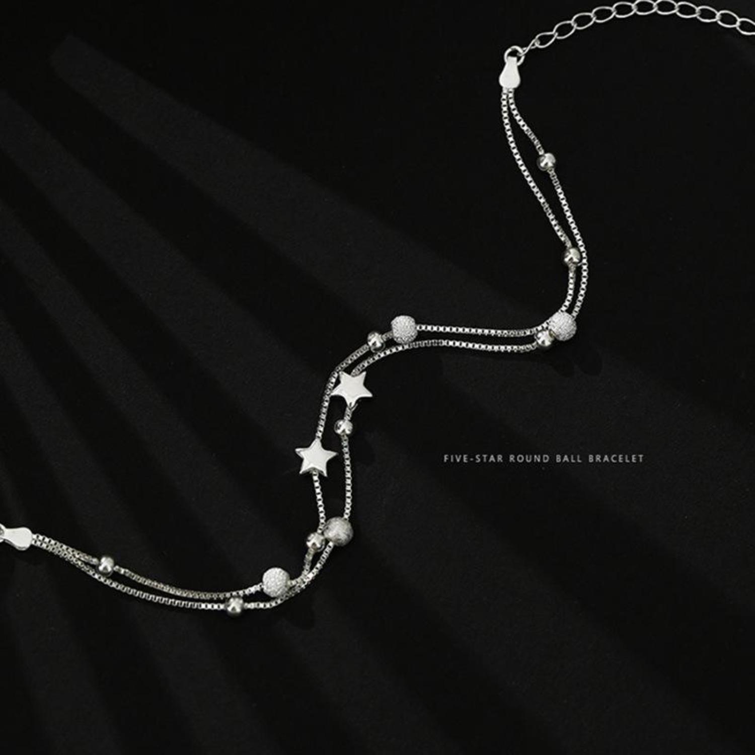 Модный браслет-подвеска серебряного цвета со звездами и; Браслет из бисера — фото 5