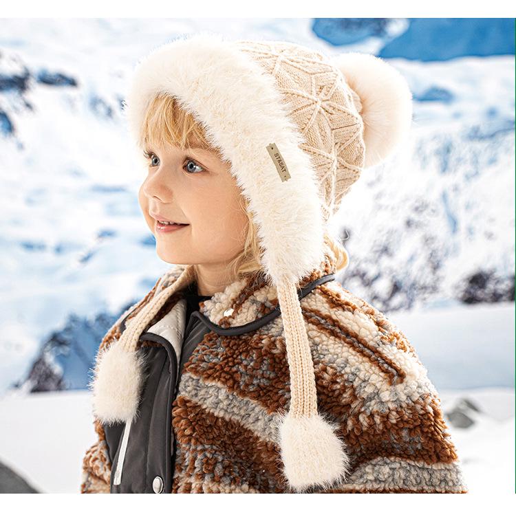 Kids' Knit Pom-Pom Hat: Warm, Windproof, Thickened for Autumn and Winter