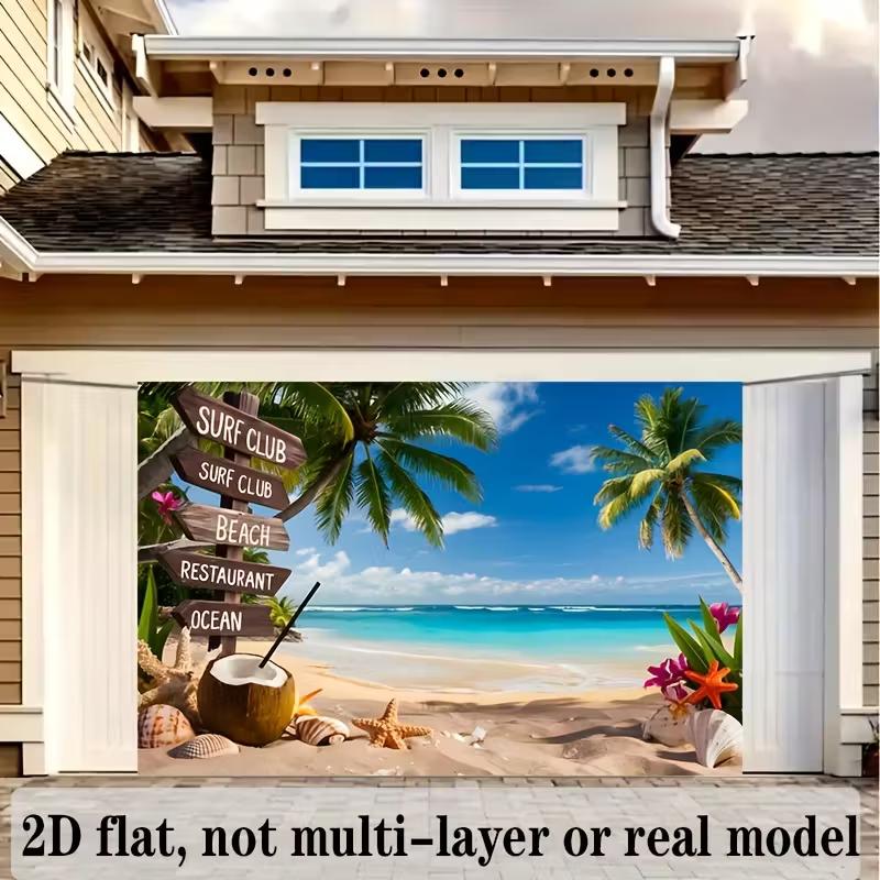 2D Surf Club Beach Backdrop - Summer Vacation Party Photo Booth Background
