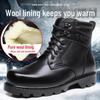 Men's High-Top Leather Combat Boots - Thick Sole, Bright Finish, Fur-Lined, Martin Style Snow Boots