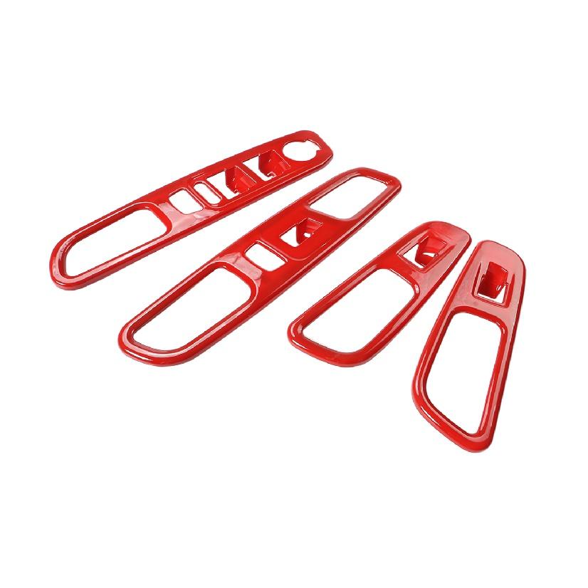 

Наклейки на декоративную крышку кнопки переключателя стеклоподъемника для салона автомобиля Jeep Renegade 2016 2017 2018 2022 Red 4pieces