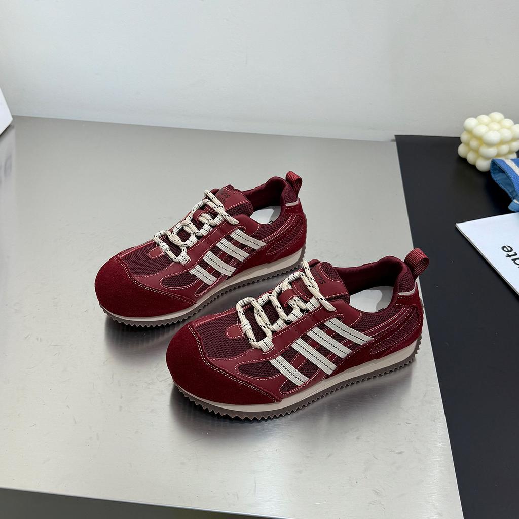 Leather breathable mesh inner height increase German training shoes women's 2025 autumn new lightweight color matching mountaineering sports shoes