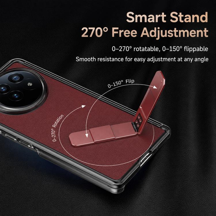 Vegan Leather Dual-Hinge 270° Rotation Metal Kickstand Phone Case For vivo X Fold3, Anti-Fingerprint Full Hinge Protection Protective Cover