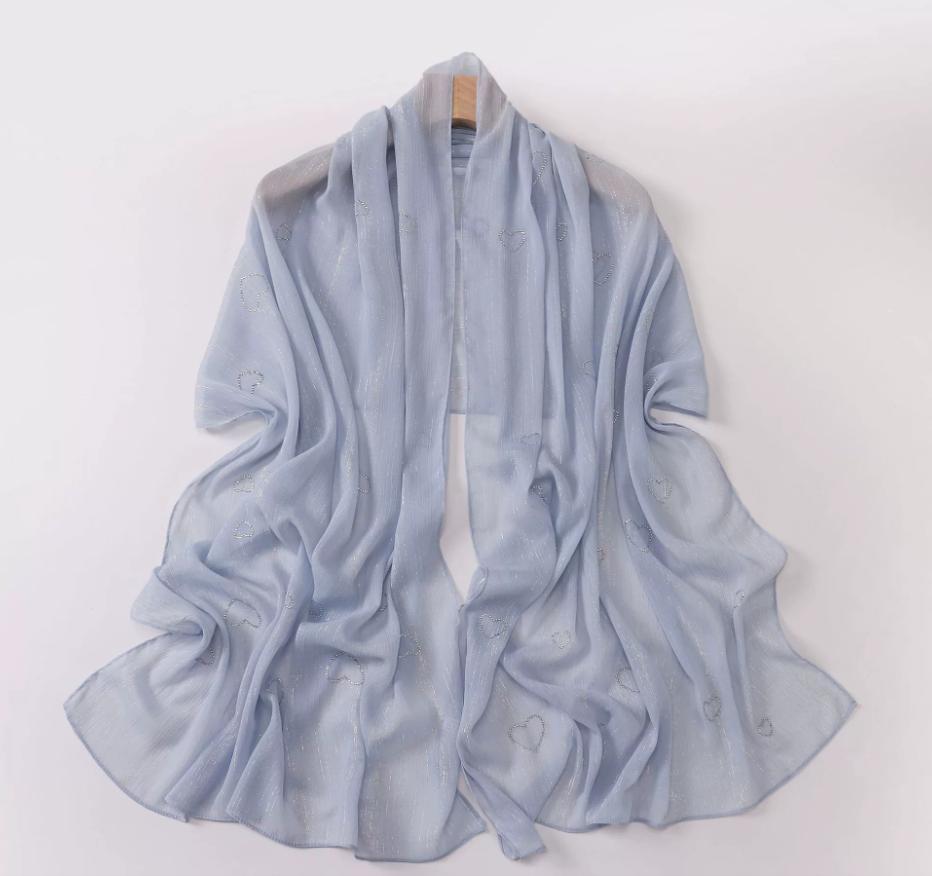 New Muslim Crinkle Chiffon Hijab With Rhinestones Glitter Shimmer Scarf For Women Solid Headscarf Wraps Islamic Headband Turban