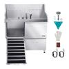 127 cm Dog Grooming Bath Tub Stainless Steel w Ramp Faucet Left Door