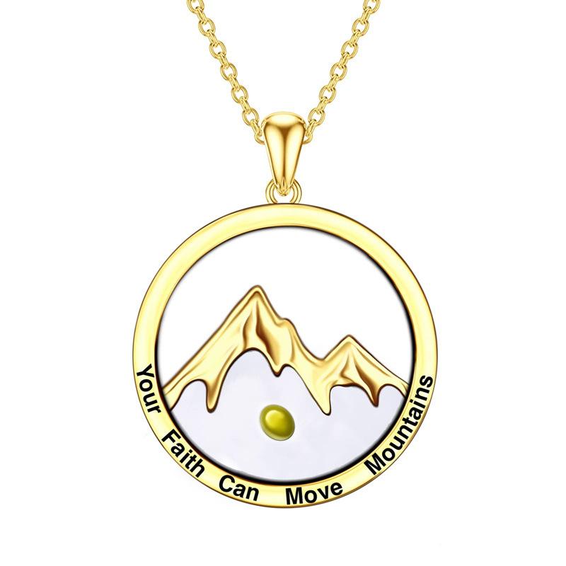 Simple Faith Round Hill Mustard Seed Golden Silver Lettered Stainless Steel Necklace
