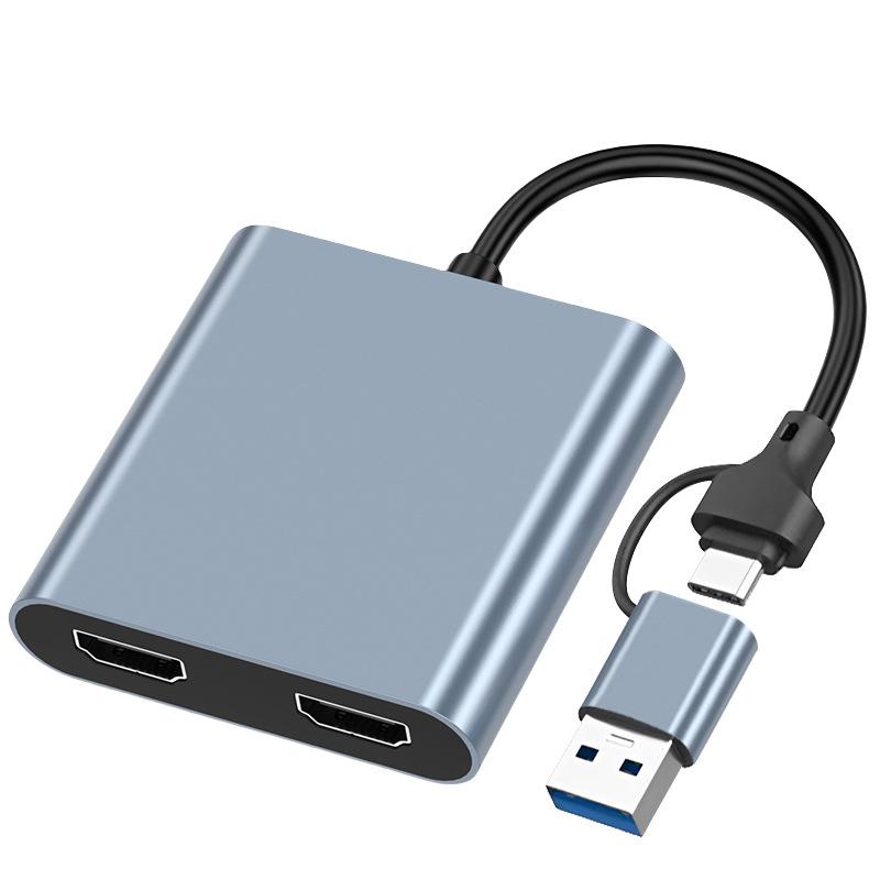 USB-C To Dual HDMI Adapter with USB 3.0 Hub, Supports Independent Triple Displays for M1/M2 Graphics Cards