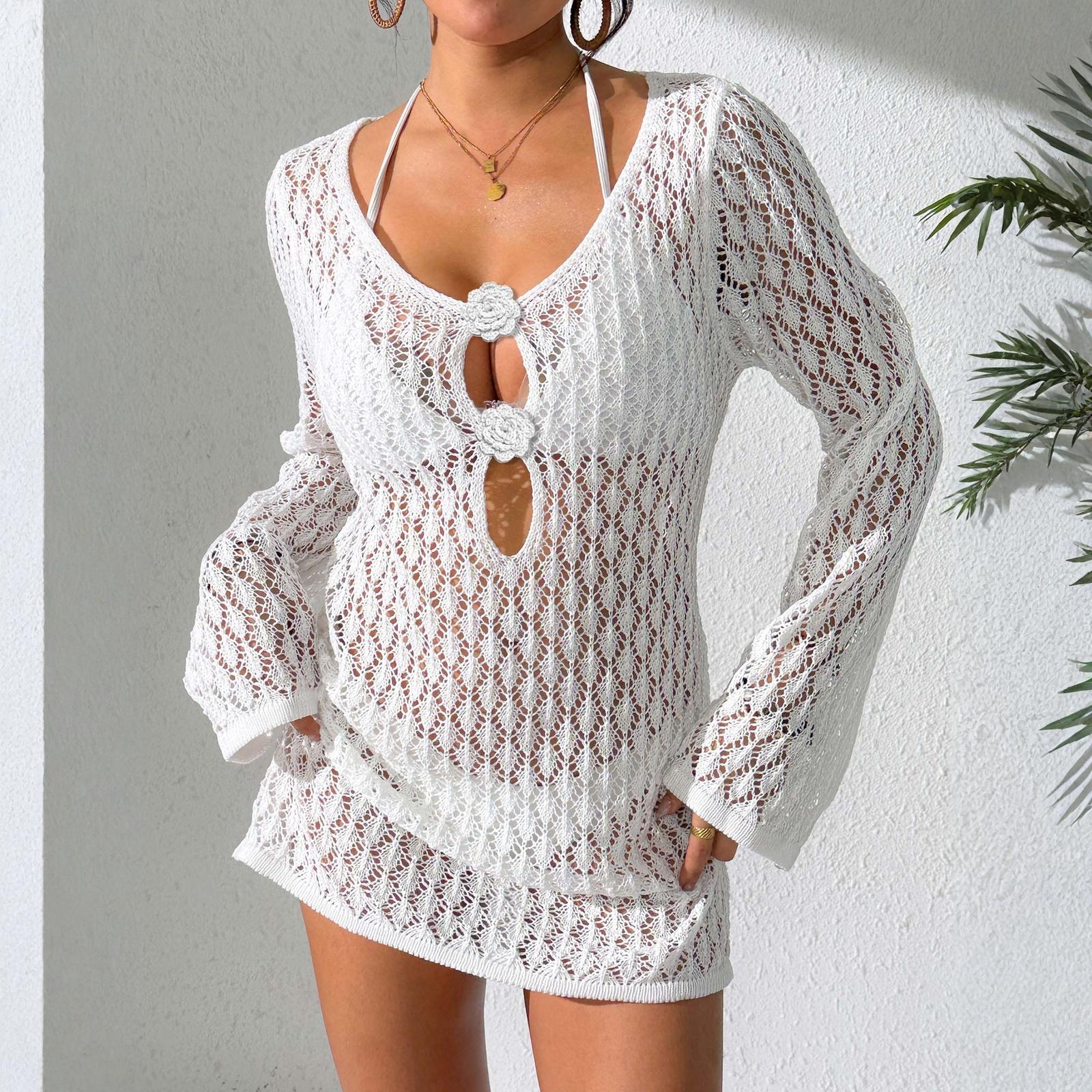 Модное женское пляжное платье-накидка для бикини S