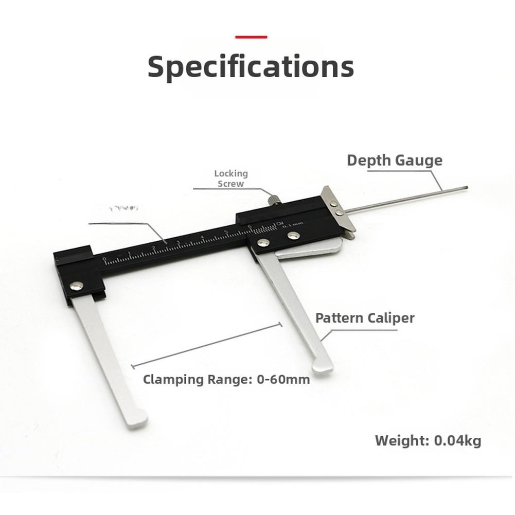Multi-Function Measuring Tool Silver Black Brake Disc Thickness Tool Engraved Scale Markings Automotive Testing