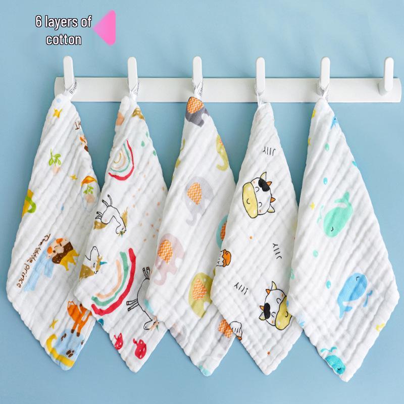Six-Layer Pure Cotton Baby Towel Set: Class A Handkerchiefs, Bibs, Small Towels, Summer Quilt