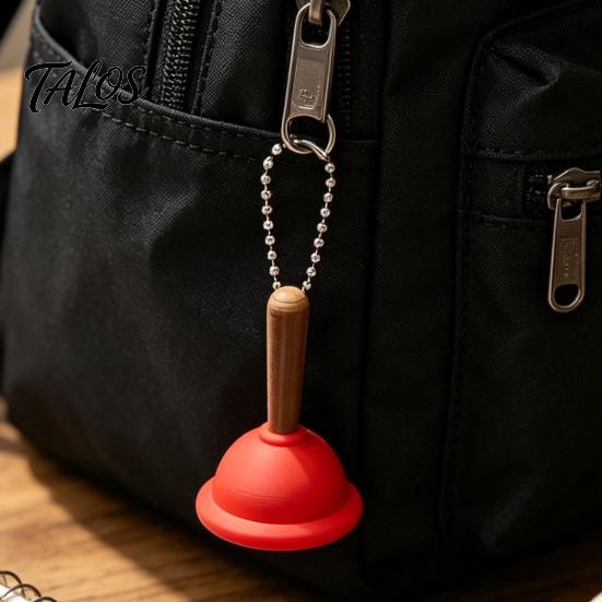 Toilet Plunger Clicker Mini Keychain, 3D Printed Finger Purse Charm Toy, Backpacks Handbag Charm, Gag Gift