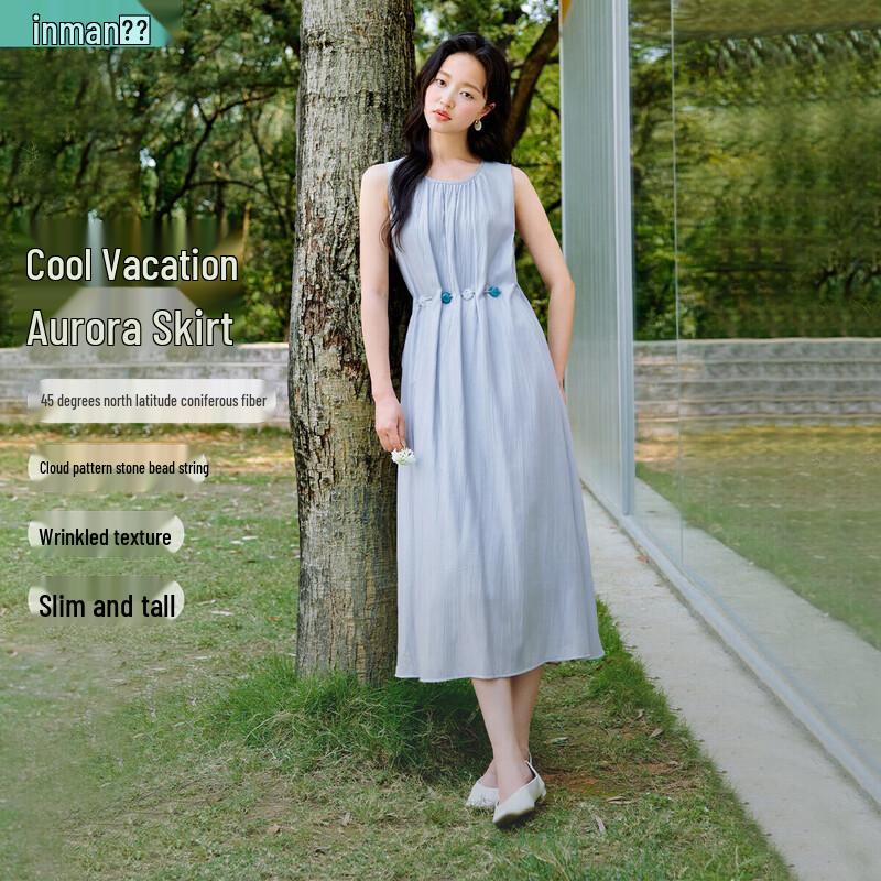 Inman French Beaded Pleated Sleeveless Midi Dress