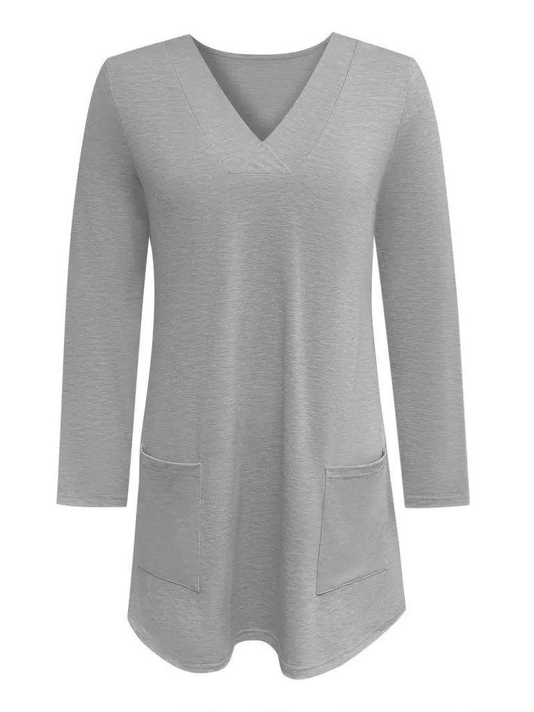Elegant Women's Solid Long Top - 2025 Autumn/Winter Collection
