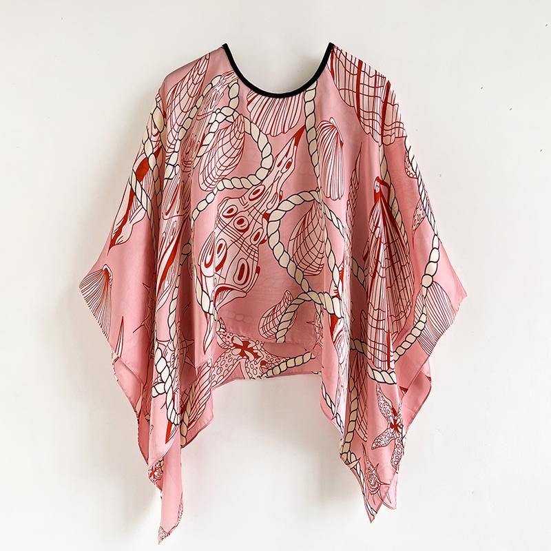 Shawls Summer Beach Sexy Women Fashion Print Chiffon Smock Bikini Cover Up Loose Blouse Sunscreen Comfortable Poncho